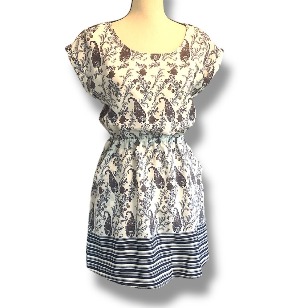 Hippie Rose Navy and White Paisley Dress